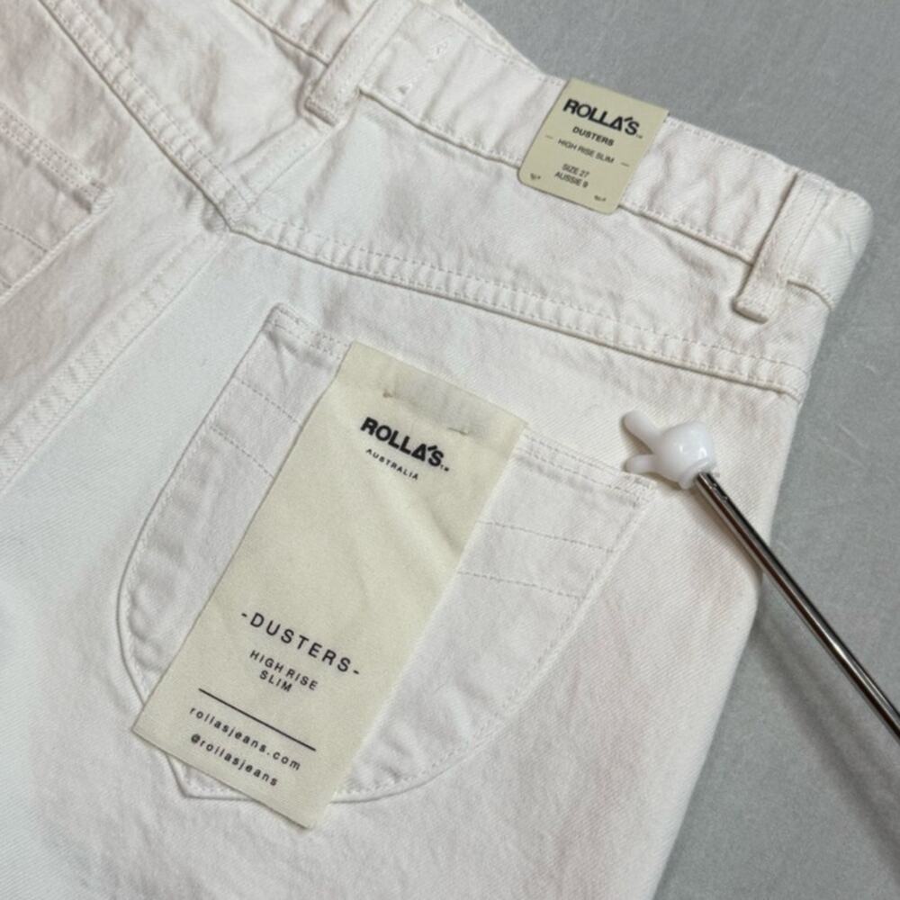 Rolla's Dusters High Rise Slim High Waisted White Denim Button Fly Shorts NWT - Picture 8 of 12